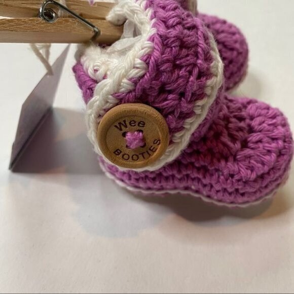 Wee Booties Purple Crochet Hat & Booties NWT 3-6M - Picture 5 of 9